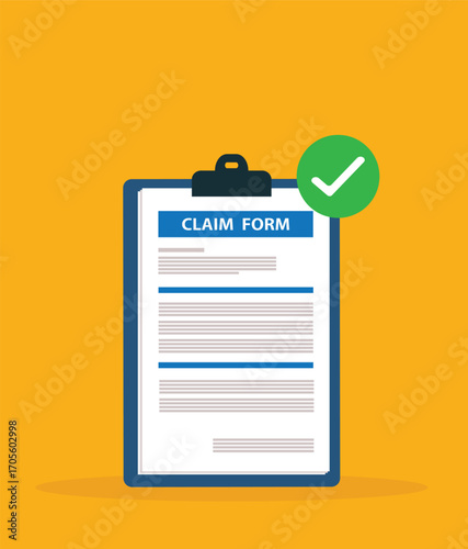 Clipboard claim form. Online claim form. Vector illustration
