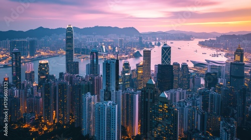 Hong Kong cityscape at dawn (3)