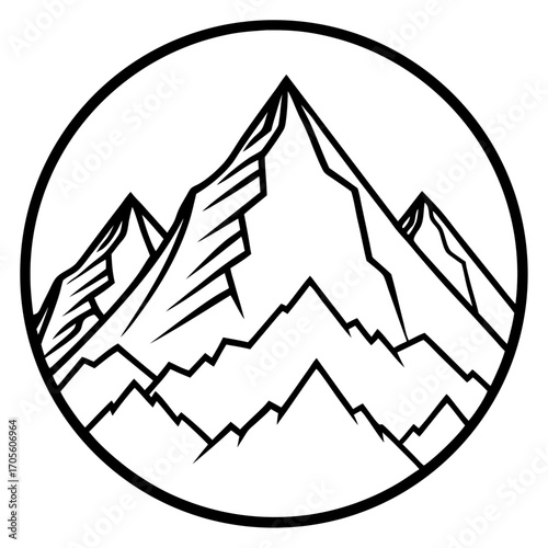 Mount Everest line art vector