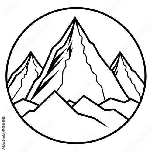 Mount Everest line art vector