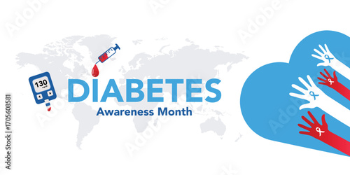 National Diabetes month is observed every year in November, it is the primary global awareness campaign focusing on diabetes. Vector illustration