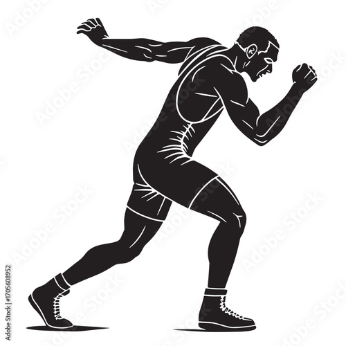 Black wrestler Silhouette Vector, High Quality Illustration on White Background