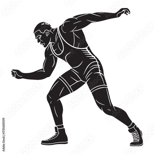 Black wrestler Silhouette Vector, High Quality Illustration on White Background