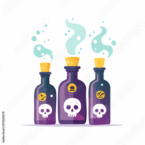 Spooky Potion Bottles Vector Illustration