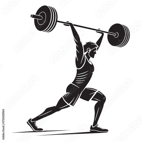 Black weightlifter Silhouette Vector, High Quality Illustration on White Background