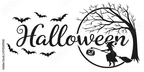 Happy Halloween vector text banner illustration. Happy Halloween design, background graphic. 
Featuring black and orange bats suitable for placing over Halloween cards, social media and poster designs