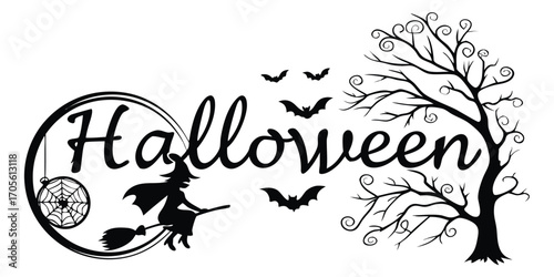Happy Halloween vector text banner illustration. Happy Halloween design, background graphic. 
Featuring black and orange bats suitable for placing over Halloween cards, social media and poster designs