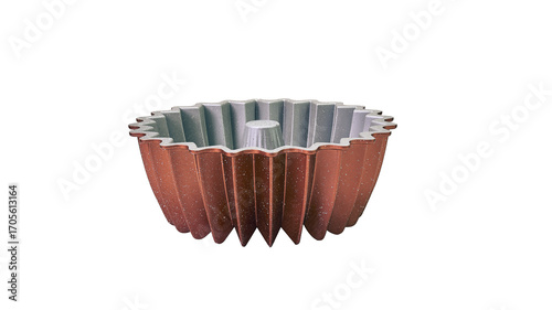Nonstick Red Bundt Cake Mold with Zigzag Pattern Isolated on White