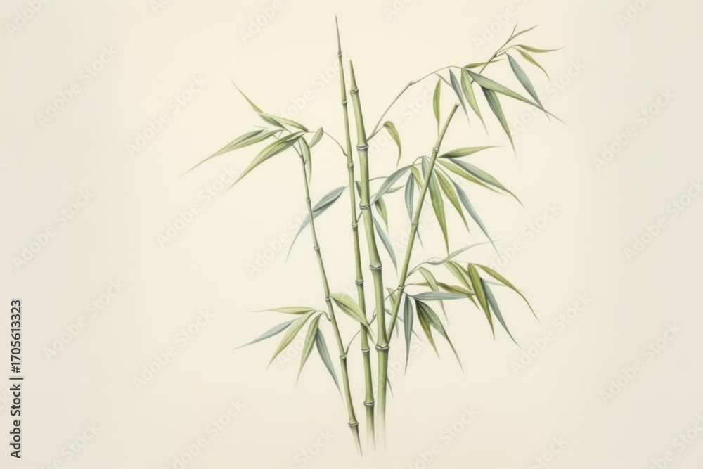 Obraz premium Bamboo tree sketch plant freshness.