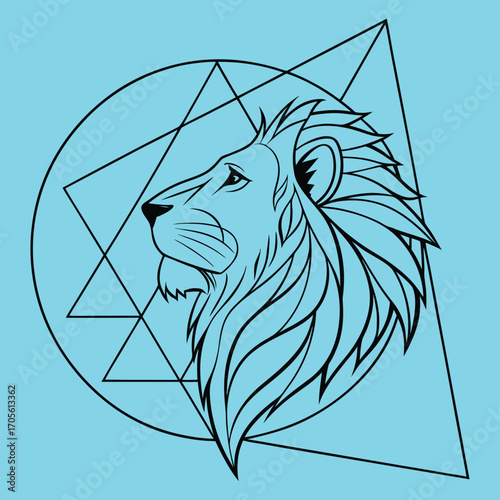 Geometric lion head vector illustration stylized majestic animal art scalable design