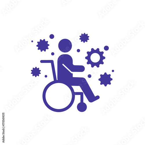 vulnerable person in wheelchair surrounded by viruses facing health risks and needing protection from illness ideal for healthcare awareness campaigns