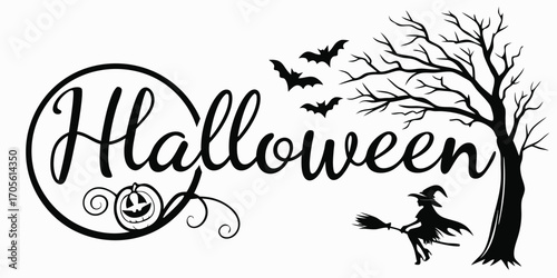 Happy Halloween vector text banner illustration. Happy Halloween design, background graphic. 
Featuring black and orange bats suitable for placing over Halloween cards, social media and poster designs