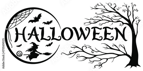 Happy Halloween vector text banner illustration. Happy Halloween design, background graphic. 
Featuring black and orange bats suitable for placing over Halloween cards, social media and poster designs
