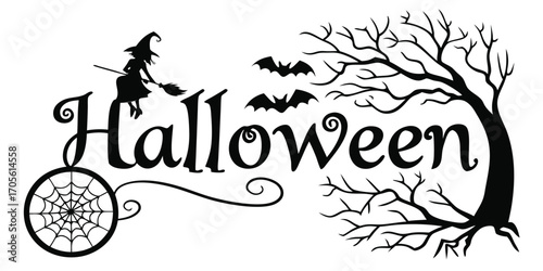 Happy Halloween vector text banner illustration. Happy Halloween design, background graphic. 
Featuring black and orange bats suitable for placing over Halloween cards, social media and poster designs