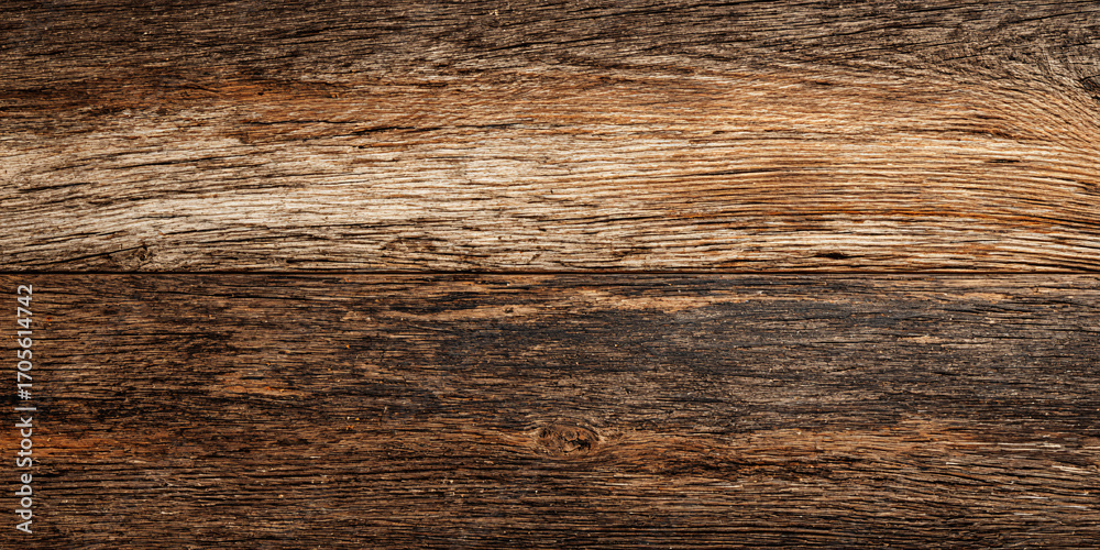 Fototapeta premium Distressed Weathered Wooden Planks with Natural Grain Texture and Aged Patina for Rustic Interior Design and Background