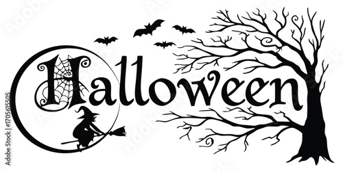Happy Halloween vector text banner illustration. Happy Halloween design, background graphic. 
Featuring black and orange bats suitable for placing over Halloween cards, social media and poster designs