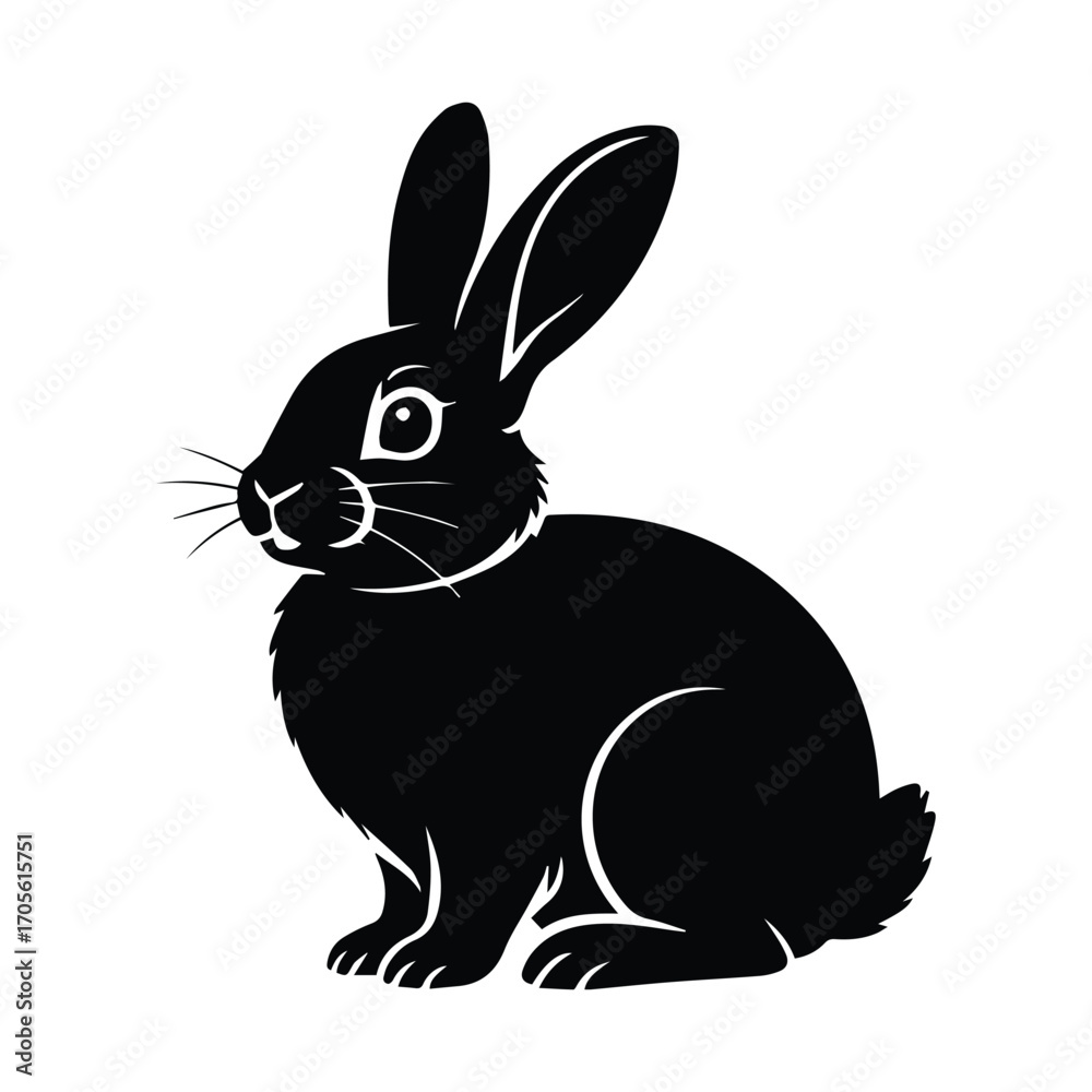 Black Rabbit Silhouette on White Background Classic and Elegant Animal Illustration Vector Graphic Black Rabbit Silhouette on White Background Classic and Elegant Animal Illustration Vector Graphic