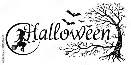 Happy Halloween vector text banner illustration. Happy Halloween design, background graphic. 
Featuring black and orange bats suitable for placing over Halloween cards, social media and poster designs