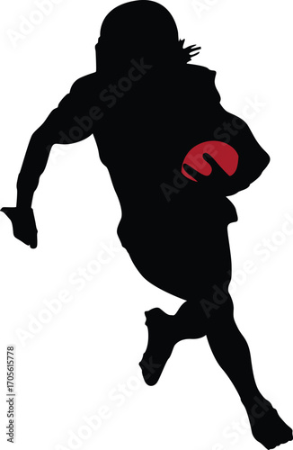 Rugby Player Running Vector | Sports Athlete EPS Silhouette Illustration