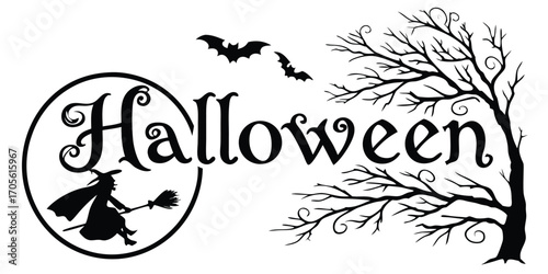 Happy Halloween vector text banner illustration. Happy Halloween design, background graphic. 
Featuring black and orange bats suitable for placing over Halloween cards, social media and poster designs