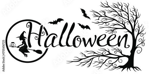 Happy Halloween vector text banner illustration. Happy Halloween design, background graphic. 
Featuring black and orange bats suitable for placing over Halloween cards, social media and poster designs