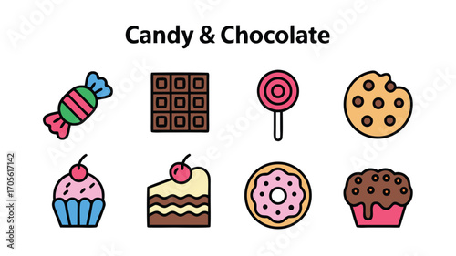A Delightful Assortment of Sweet Treats Featuring Candies Chocolates Cookies and Cakes A Whimsical Collection