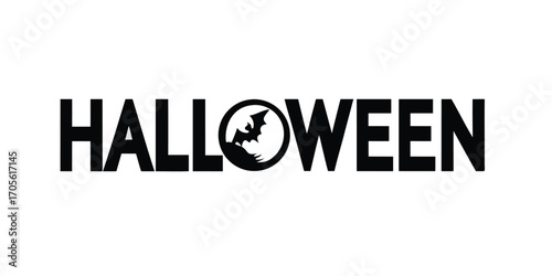 Happy Halloween vector text banner illustration. Happy Halloween design, background graphic. 
Featuring black and orange bats suitable for placing over Halloween cards, social media and poster designs