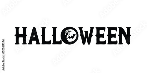Happy Halloween vector text banner illustration. Happy Halloween design, background graphic. 
Featuring black and orange bats suitable for placing over Halloween cards, social media and poster designs