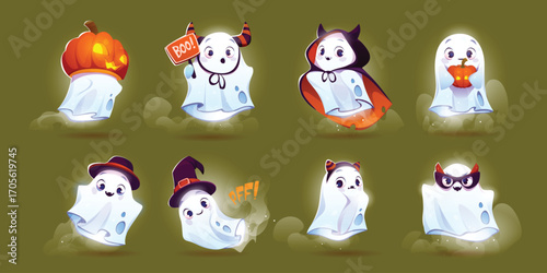 Cute ghost halloween vector character illustration Vrctor