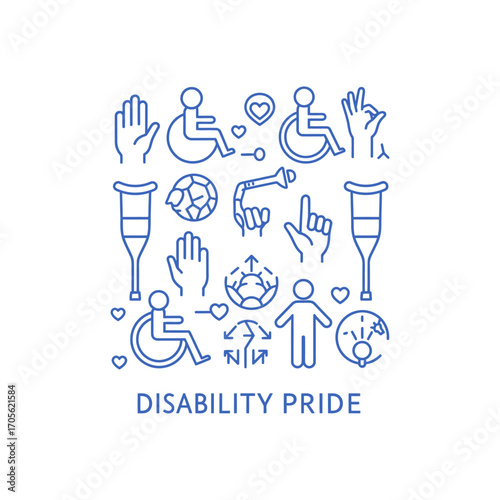 disability pride symbols inclusivity accessibility showing support advocacy for rights independence equality diversity perfect for awareness campaigns.