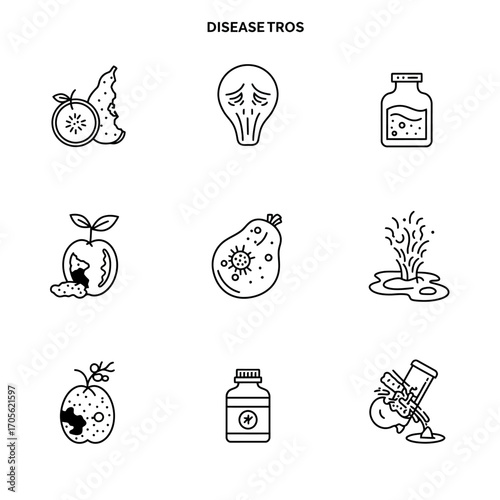 disease transmission diseased fruit decay and contamination spreading showing how infections spread perfect for science education on pathogens.