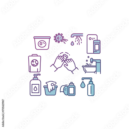 hand washing hygiene illustrating health and safety measures for preventing the spread of germs and disease promoting personal cleanliness and wellbeing
