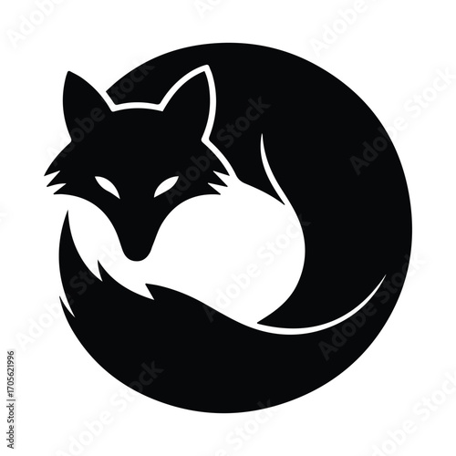 Elegant black fox logo design idea creative and professional fox icon with text