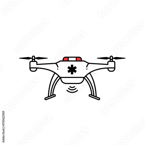 medical drone delivering emergency aid an aerial first responder at the scene quickly bringing assistance in a futuristic healthcare scenario.