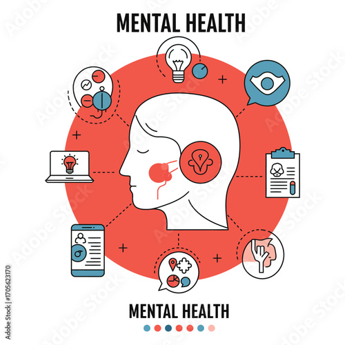 mental health awareness illustrating mental wellness support and care with online resources perfect for mental health campaign and psychology content.