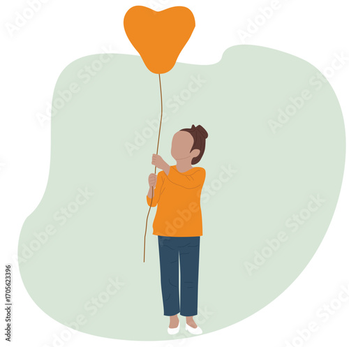 girl holding balloon. Girl Holding Green Toy Balloon