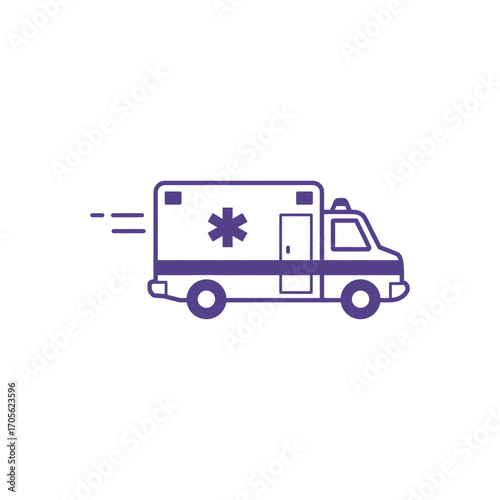 Moving ambulance illustration delivering urgent medical care a rapid response vehicle symbolizing healthcare emergency services isolated on white background.