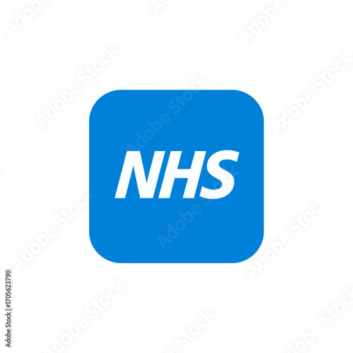 nhs logo on blue square representing national healthcare vital services for public health campaigns and medical information symbolizing trust and safety.