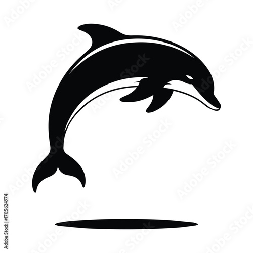Elegant Dolphin Silhouette Jumping Out of the Ocean a Clean and Modern Design