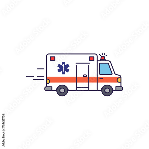 Ambulance rushing to an emergency quickly transporting a patient for urgent care conveying speed and healthcare ideal for medical illustration.