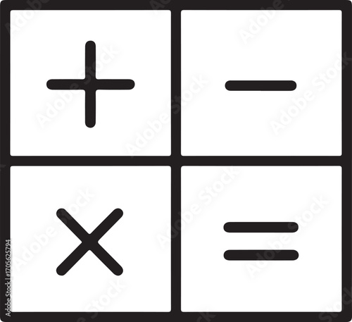 Simple math symbols plus minus multiplication and equals icons