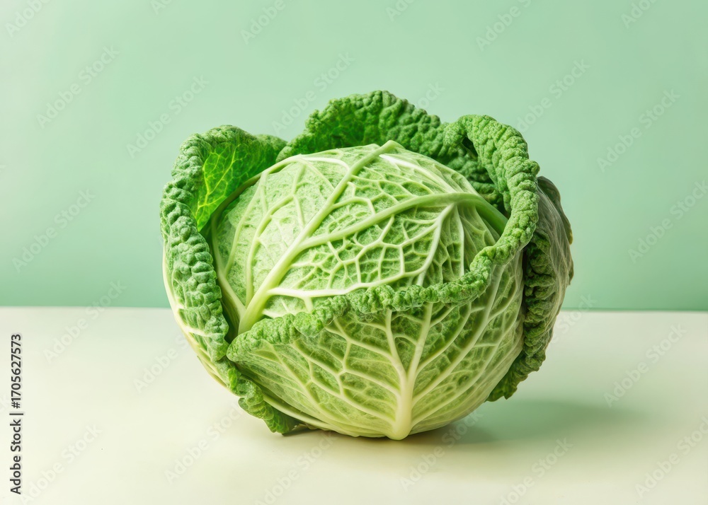 Obraz premium Savoy Cabbage Head Isolated on White Background Healthy Food Stock Images