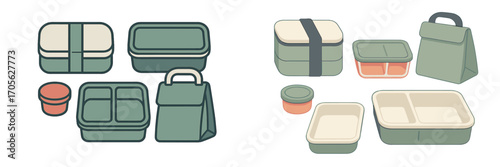 Variety of Bento Boxes and Lunch Bags for Meal Prep and Food Storage