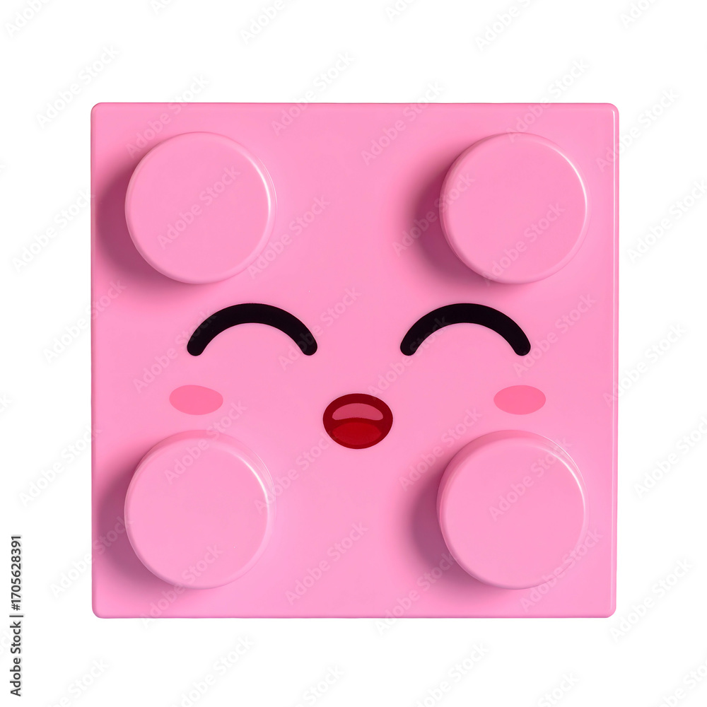 Fototapeta premium Cute pink lego block face