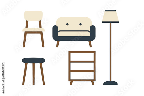 Modern minimalist furniture and lighting elements collection