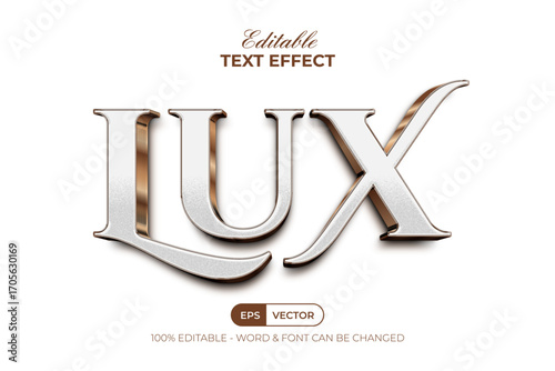 White Gold Luxury Text Effect 3D Style. Editable Text Effect.