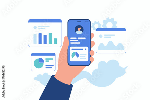 Mobile App Data Analytics Dashboard Business Report Concept