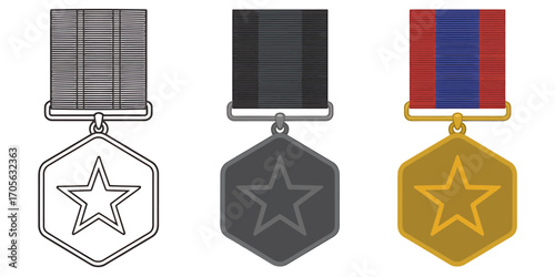 Military Award Medal Icon Set