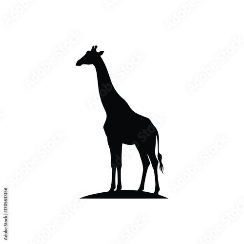 Giraffe Silhouette On Ground Patch Vector