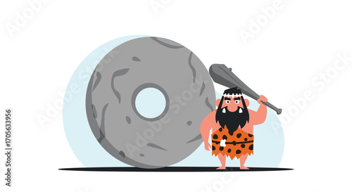 The invention of the wheel by prehistoric humans in ancient times.